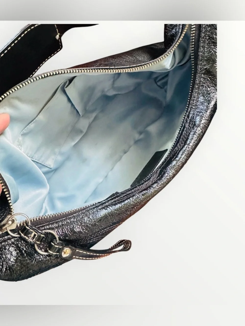 Coach Black Leather Hobo Bag with Signature Patch - Picture 5 of 5